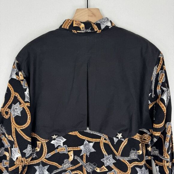 Vintage Panhandle Slim Top Womens Small Cowboy Sherrif Badge Print Western Rodeo - Picture 6 of 15
